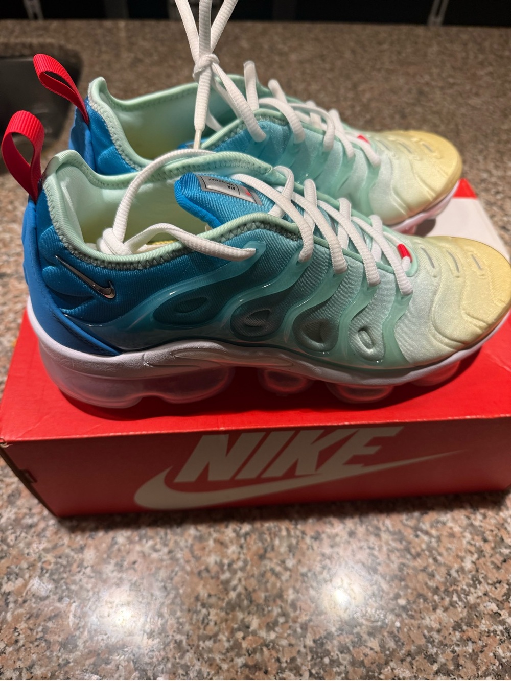 Nike Air Max womens Gradient Aqua to Yellow Sneakers